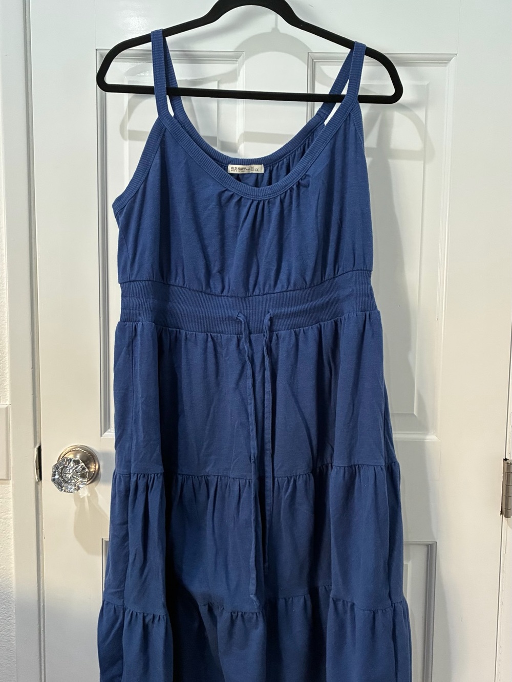 Old Navy Blue Tiered Midi Sundress with Adjustable Waist